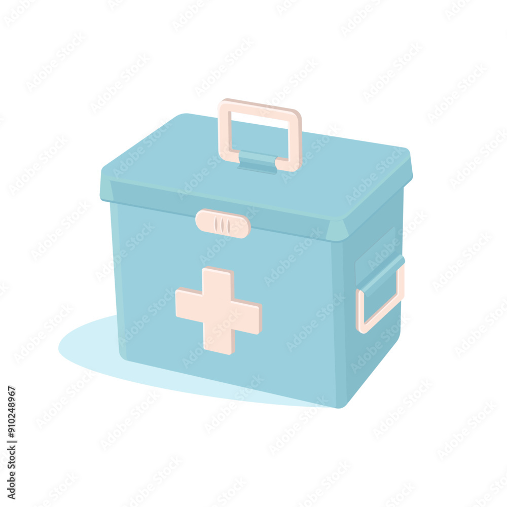 Blue closed first AID box with white cross Blue closed first AID box with white cross