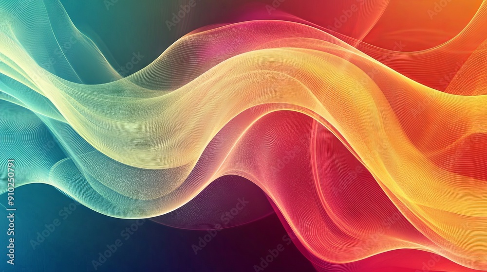Abstract wave patterns in vibrant colors of blue, orange, and red create a dynamic visual flow. Abstract wave patterns in vibrant colors of blue, orange, and red create a dynamic visual flow.