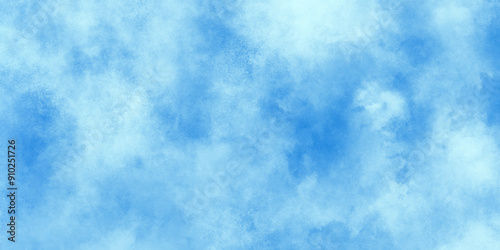 Classic hand painted Blue watercolor background, White and blue frozen ice surface color blurry and defocused Cloudy Blue Sky Background, blurred and grainy Blue powder explosion on white background.