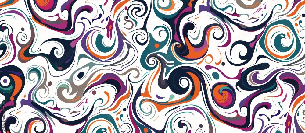 Abstract seamless colorful pattern with abstract curly drops. Floral endless ornament background texture. Vector background.