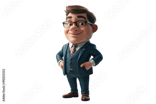 Meet our professional 3D cartoon character office worker, with a warm demeanor and a photorealistic appeal