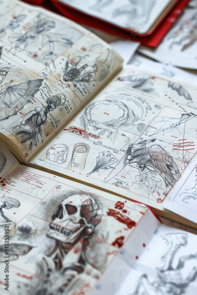 Creative Process Unveiled: Detailed Sketchbook Drawings and Notes Revealing Artistic Journey Creative Process Unveiled: Detailed Sketchbook Drawings and Notes Revealing Artistic Journey