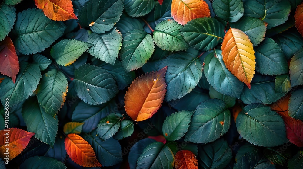 Vibrant Autumn Leaves: Colorful, Textured, and Naturally Serene. AI generated image background or wallpaper