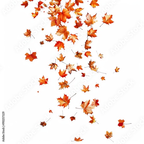 Wallpaper Mural Autumn Falling Maple Leaves. Vibrant, Colorful, and Airy. AI generated image white background or wallpaper Torontodigital.ca