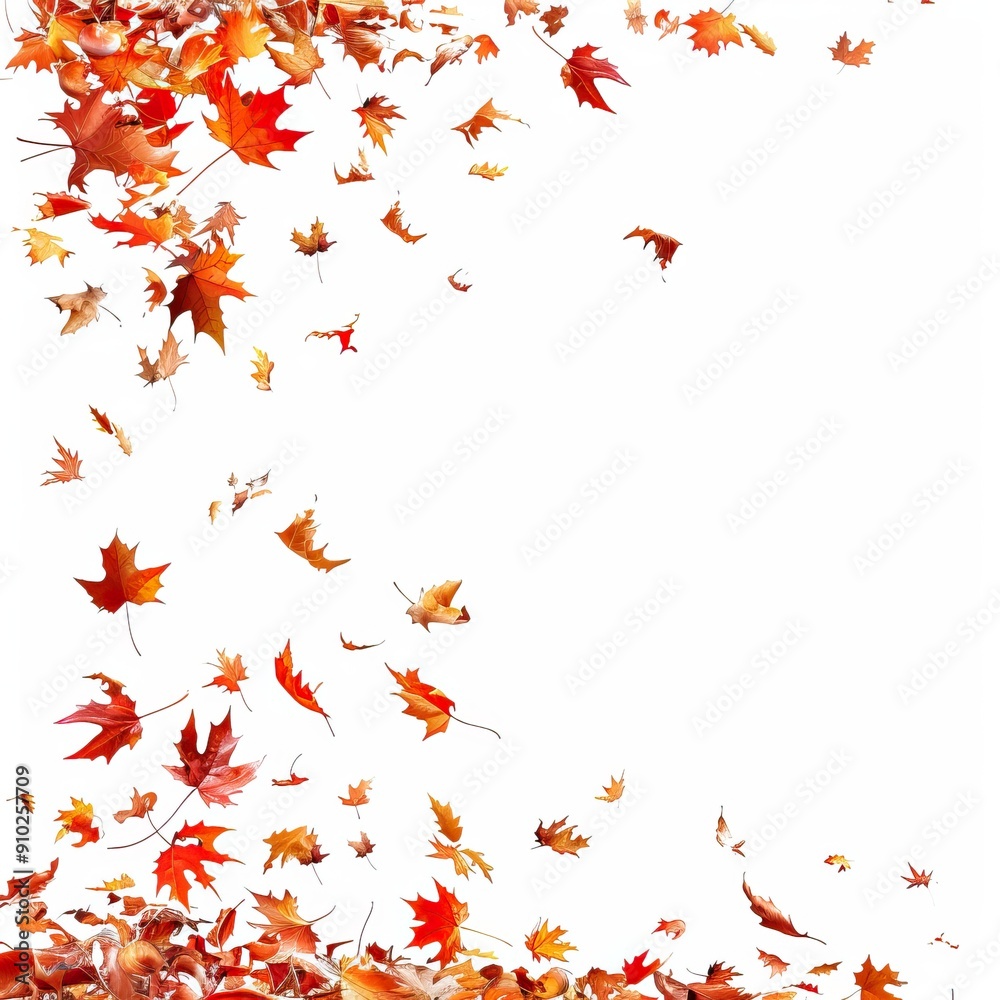 Autumn Falling Maple Leaves. Vibrant, Colorful, and Airy. AI generated image white background or wallpaper Autumn Falling Maple Leaves. Vibrant, Colorful, and Airy. AI generated image white background or wallpaper