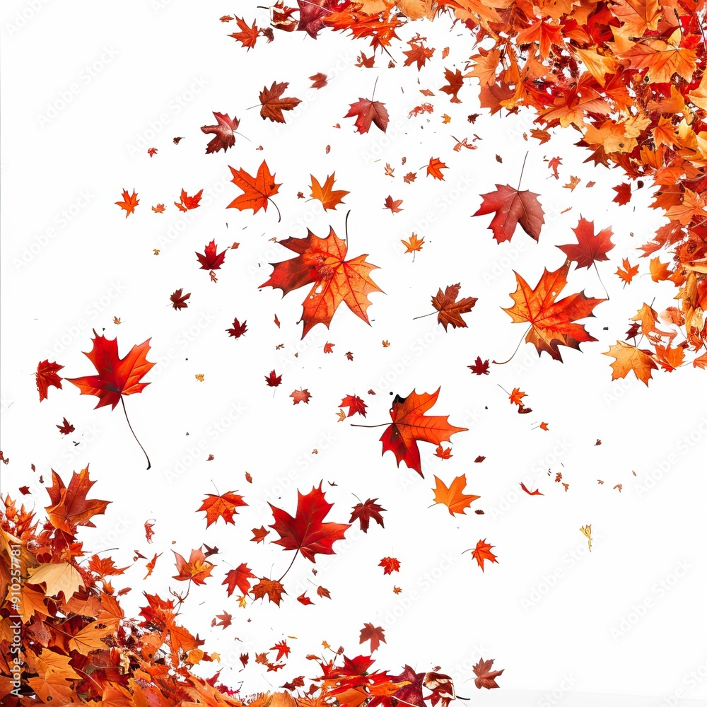 Autumn Falling Maple Leaves. Vibrant, Colorful, and Airy. AI generated image white background or wallpaper Autumn Falling Maple Leaves. Vibrant, Colorful, and Airy. AI generated image white background or wallpaper