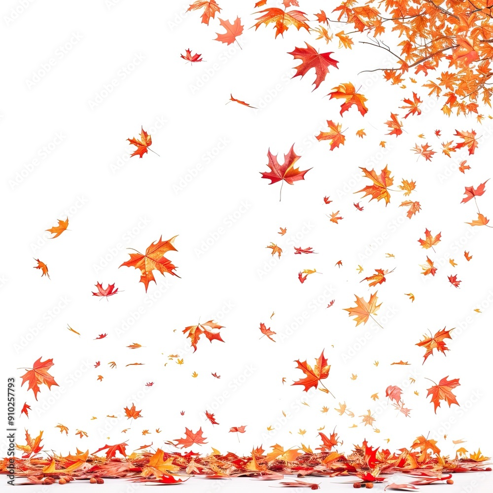 Autumn Falling Maple Leaves. Vibrant, Colorful, and Airy. AI generated image white background or wallpaper Autumn Falling Maple Leaves. Vibrant, Colorful, and Airy. AI generated image white background or wallpaper