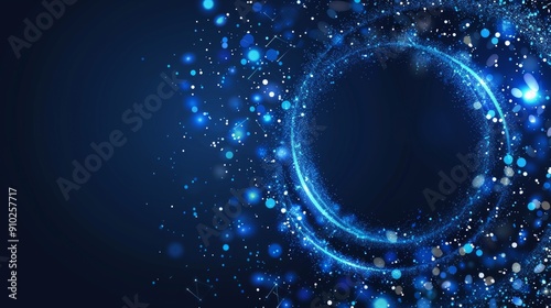 Wallpaper Mural Abstract flying tech circle on a dark blue background. Blue technological background for design on the topic of artificial intelligence Torontodigital.ca