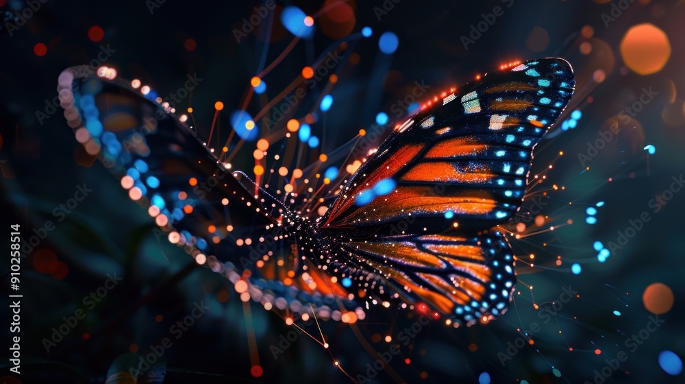 Digital Butterfly with glowing lights Digital Butterfly with glowing lights