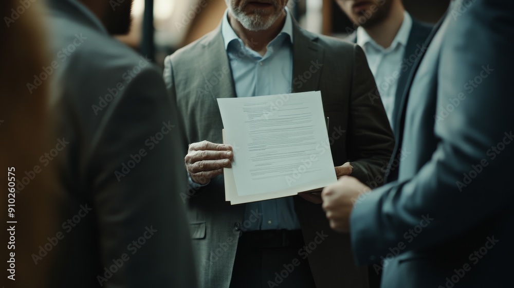 A senior businessman reviewing a document during a business meeting with colleagues, showcasing collaboration and decision-making. A senior businessman reviewing a document during a business meeting with colleagues, showcasing collaboration and decision-making.