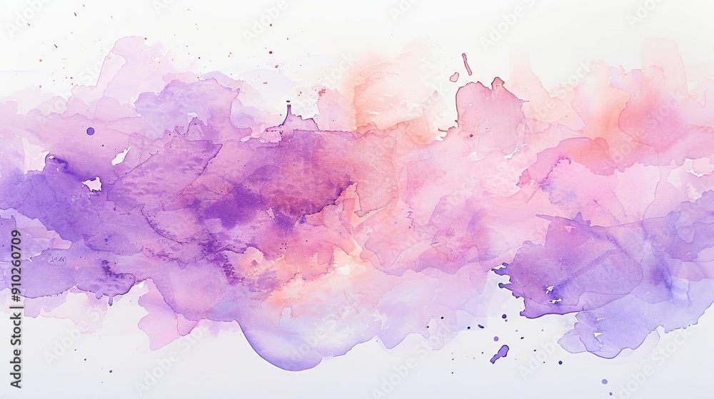 Obraz premium Serene Watercolor Splashes in Pastel Lavender and Peach on Light Background