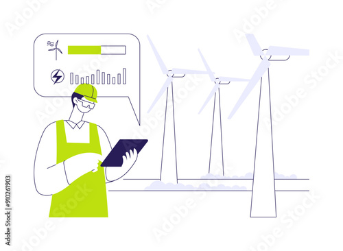 Wind turbine maintenance abstract concept vector illustration.