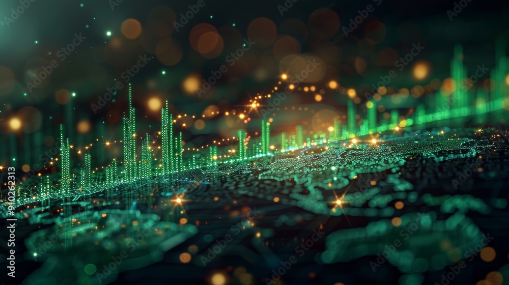 A vibrant digital landscape showcasing financial data trends with ...