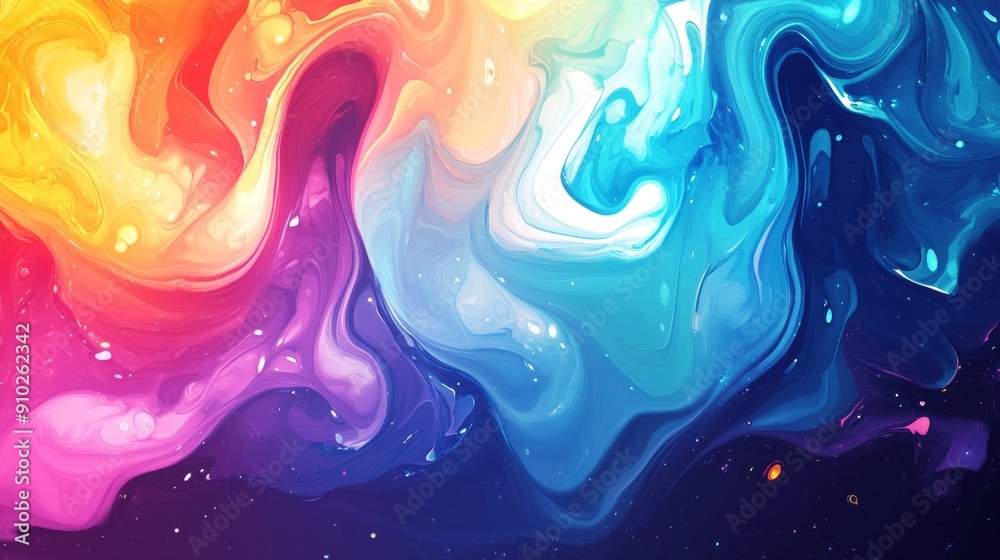 Abstract swirl of vibrant colors blending together in a mesmerizing display of fluid art. Abstract swirl of vibrant colors blending together in a mesmerizing display of fluid art.