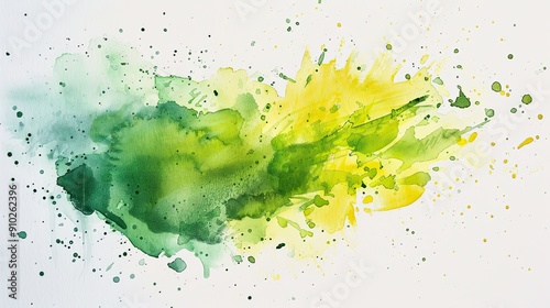 Serene Pastel Green and Yellow Watercolor Splashes on Light Background for Design Inspiration