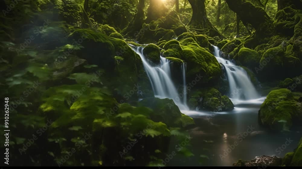 river waterfall in green forest river waterfall in green forest