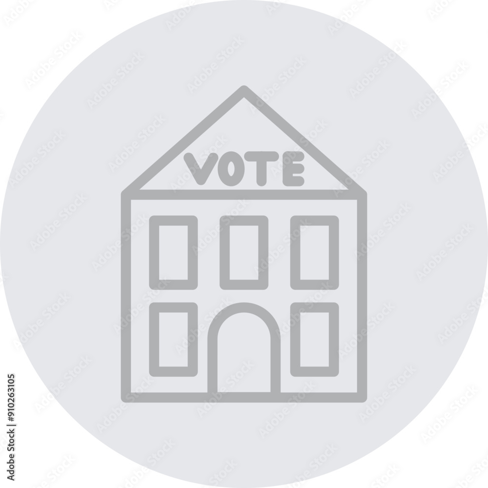 Election Polling Station Vector Line Grey Circle Grey Election Polling Station Vector Line Grey Circle Grey