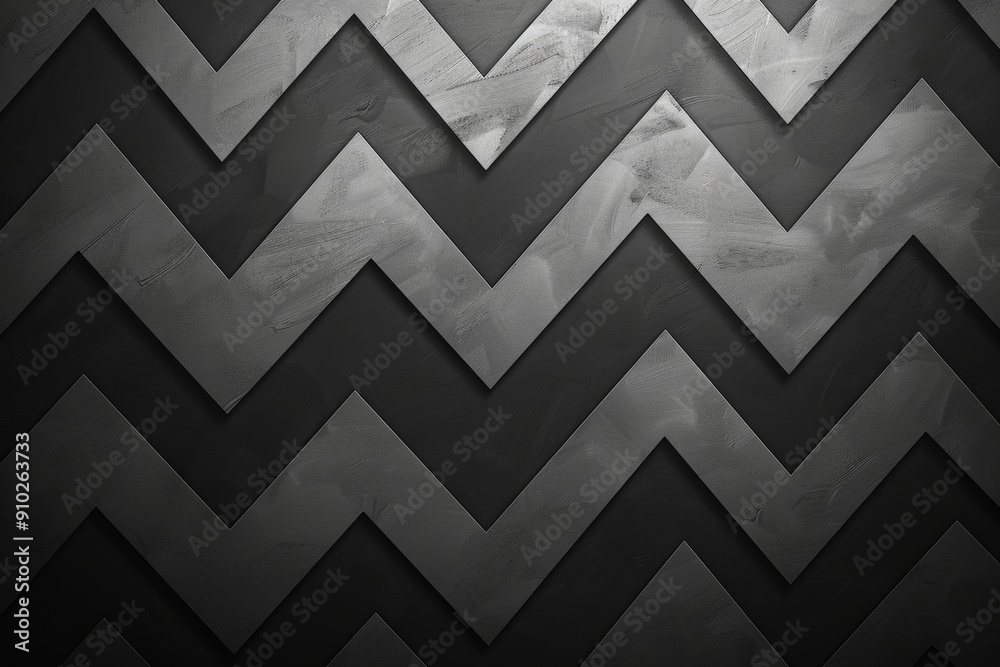 Black wall with silver chevron patterns, creating an elegant and modern background