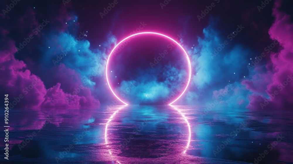 Neon Circle in a Dreamy Landscape Neon Circle in a Dreamy Landscape
