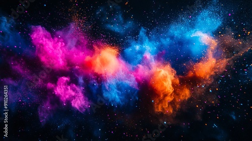 Colorful powder explosion on a black background