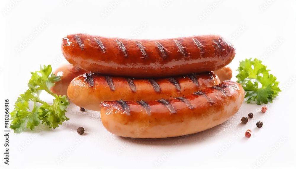 grilled sausages isolated on white background grilled sausages isolated on white background