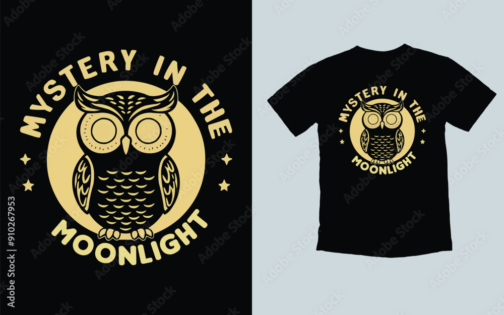 Fototapeta premium Vector cute kawali owl t-shirt design. Vintage, Rettro, Sunset, owl, t shirt graphics resources.