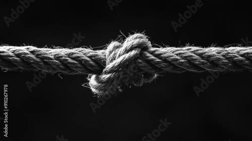 Knotted Rope Against Black Background