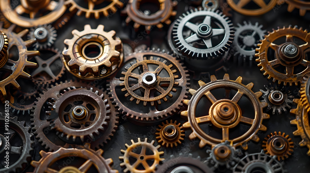 Rusty Gears Mechanical Background Image