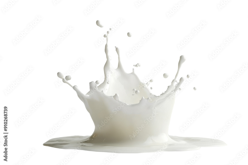 Dynamic splash of milk isolated on white background. PNG image
