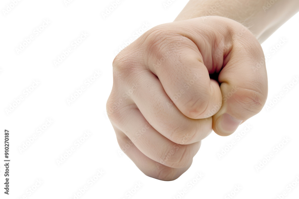 Clenched fist showing strength on white background. Clenched fist showing strength on white background.
