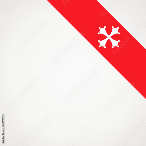 Corner slanted ribbon flag of Pisa for a top right area of a page.
