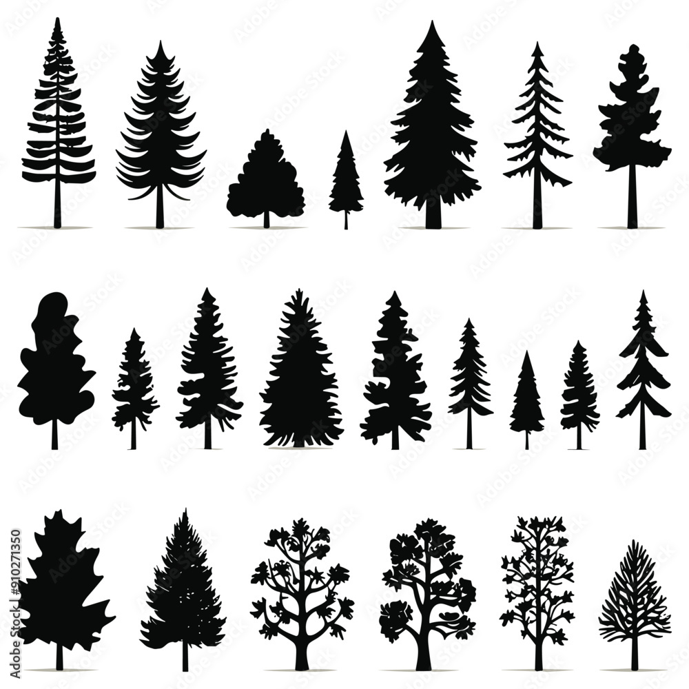 Obraz premium pine trees vector flat illustration