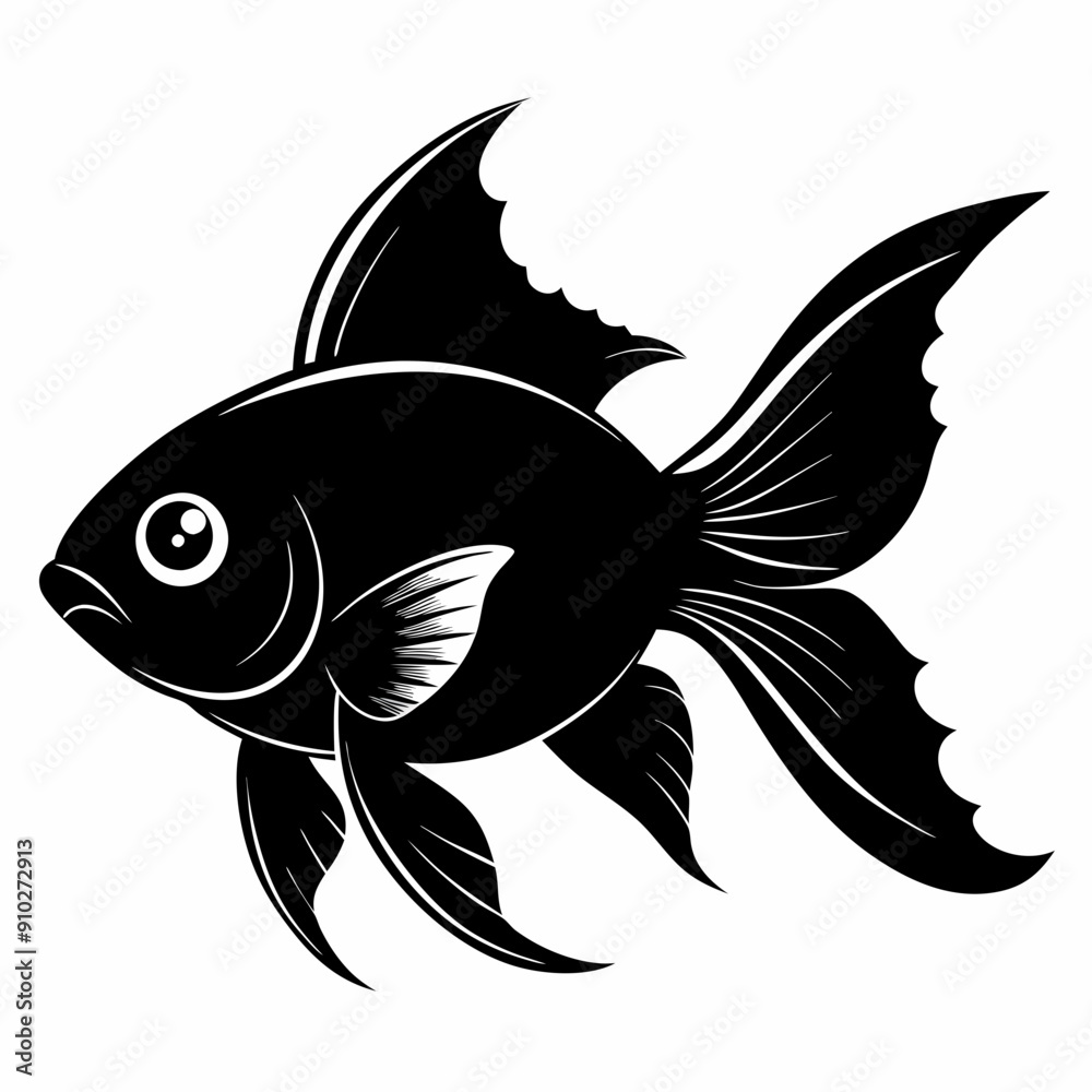 Naklejka premium Goldfish Black silhouette
