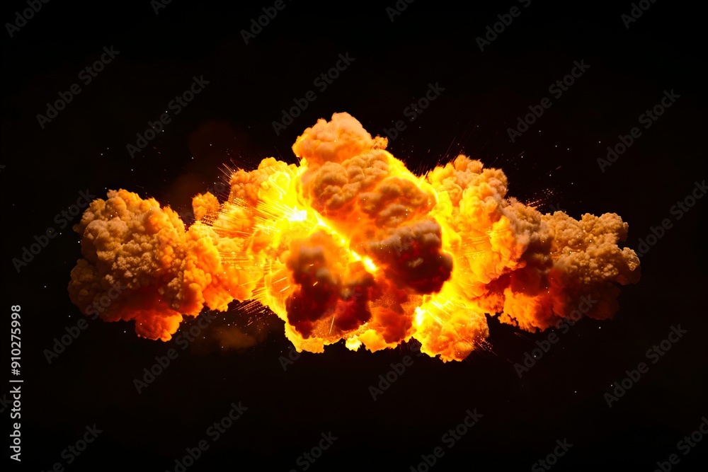 A large explosion of fire on a black background A large explosion of fire on a black background