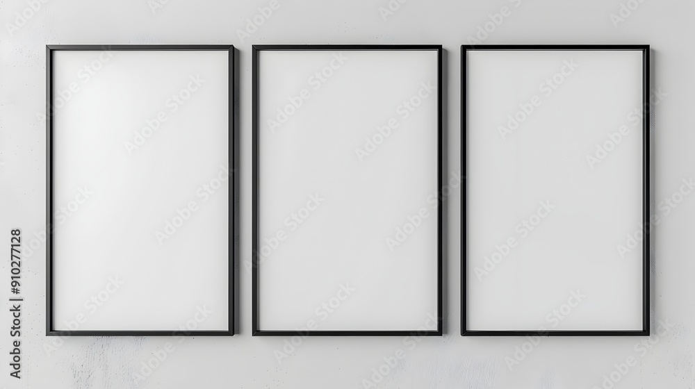Blank Frames Arranged on a White Wall in a Minimalist Gallery Mockup Blank Frames Arranged on a White Wall in a Minimalist Gallery Mockup