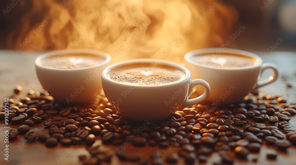 closeup view of aromatic freshly Fragrant cup of cappuccino coffee 