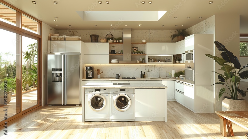 Modern kitchens featuring minimalist design, wooden elements, and sleek appliances. Vintage kitchen. AI generated image Modern kitchens featuring minimalist design, wooden elements, and sleek appliances. Vintage kitchen. AI generated image