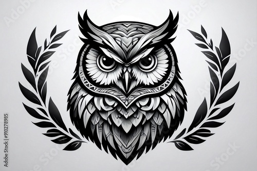 Obraz na płótnie Black and White Stencil Graphic of an Owl w salonie