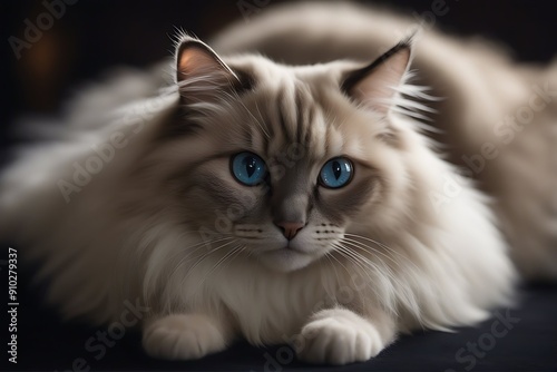 cat ragdoll background adult paws laying edge isolated black young hanging studio alert animal blue eye breed brown chubby felino fluffy furry kitten down paw pet purebred photography