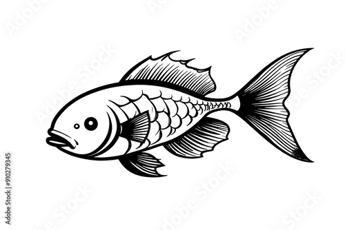 Minimalist Fish Logo on White Background