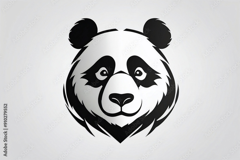 Minimalist Panda Logo on White Background
