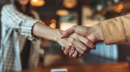 Handshake Agreement at a Cafe