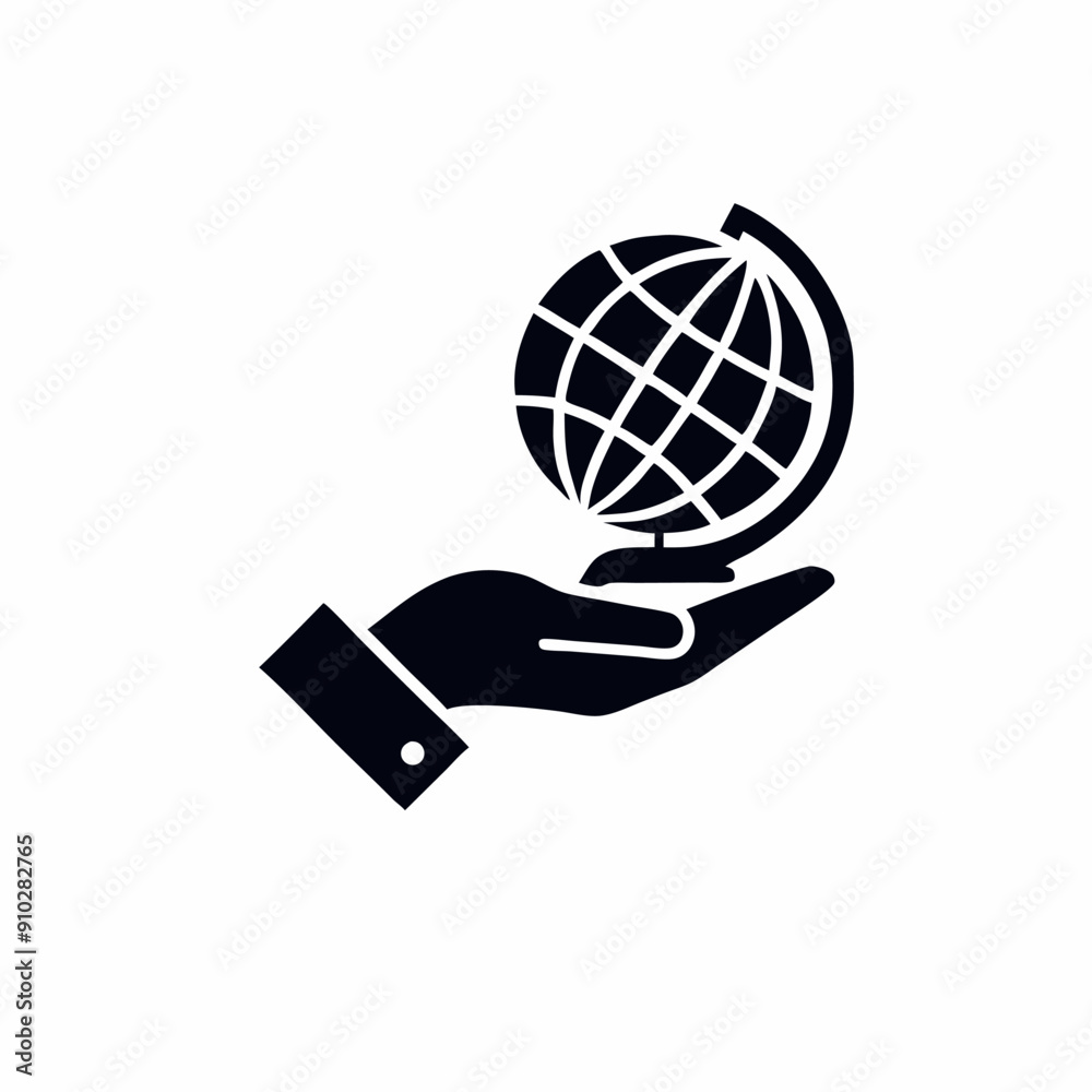 a hand holding geographical blobal icon, isolated white background a hand holding geographical blobal icon, isolated white background