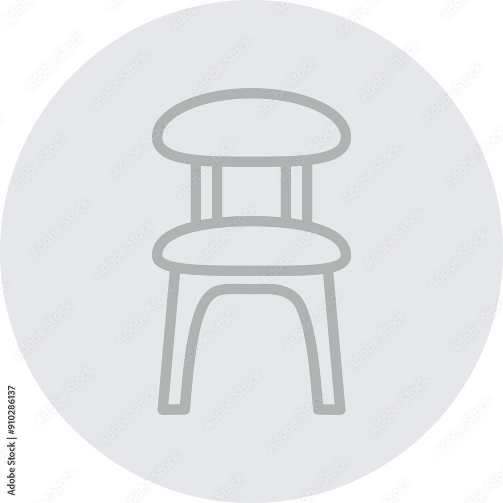 Dinning Chair Vector Line Grey Circle Grey Dinning Chair Vector Line Grey Circle Grey