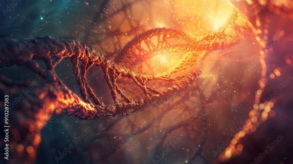 Dna double helix cosmic background. Abstract image of a DNA double ...