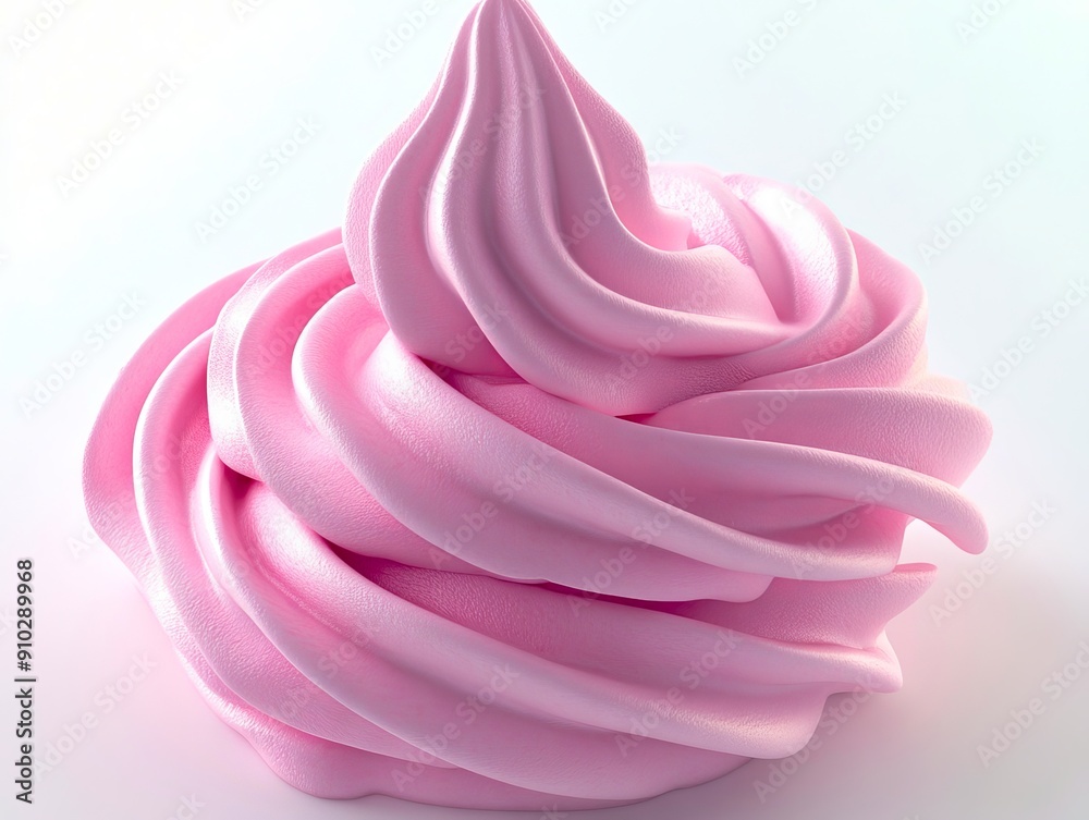 A close up of a pink meringue on a white surface A close up of a pink meringue on a white surface