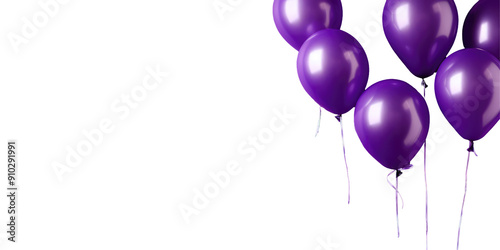 Air purple balloons on a transparent background, isolated, PNG.
