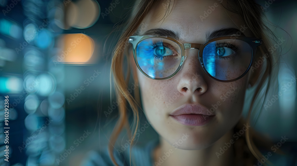 Closeup Portrait of a Woman in Glasses, Photo Closeup Portrait of a Woman in Glasses, Photo