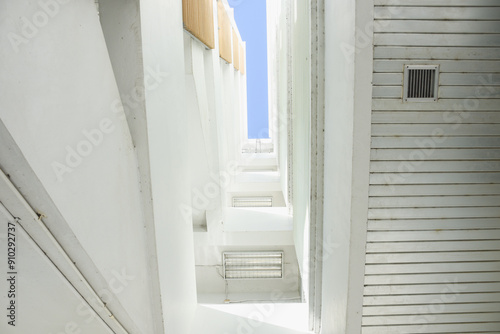 Interior decoration of a five-story white building photo