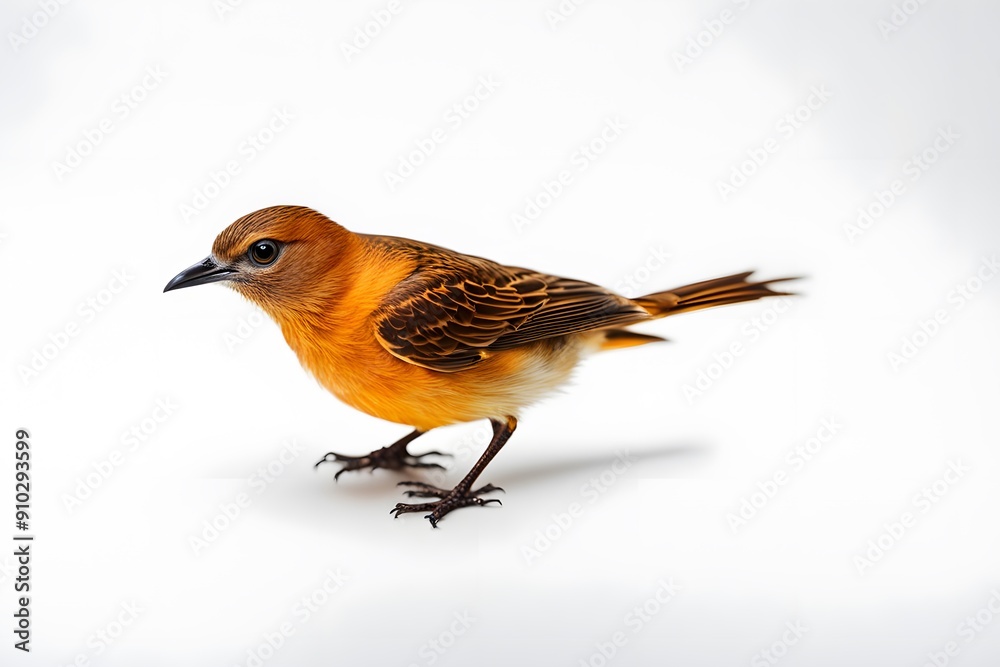 Amber bird on white background, Ai generated Amber bird on white background, Ai generated